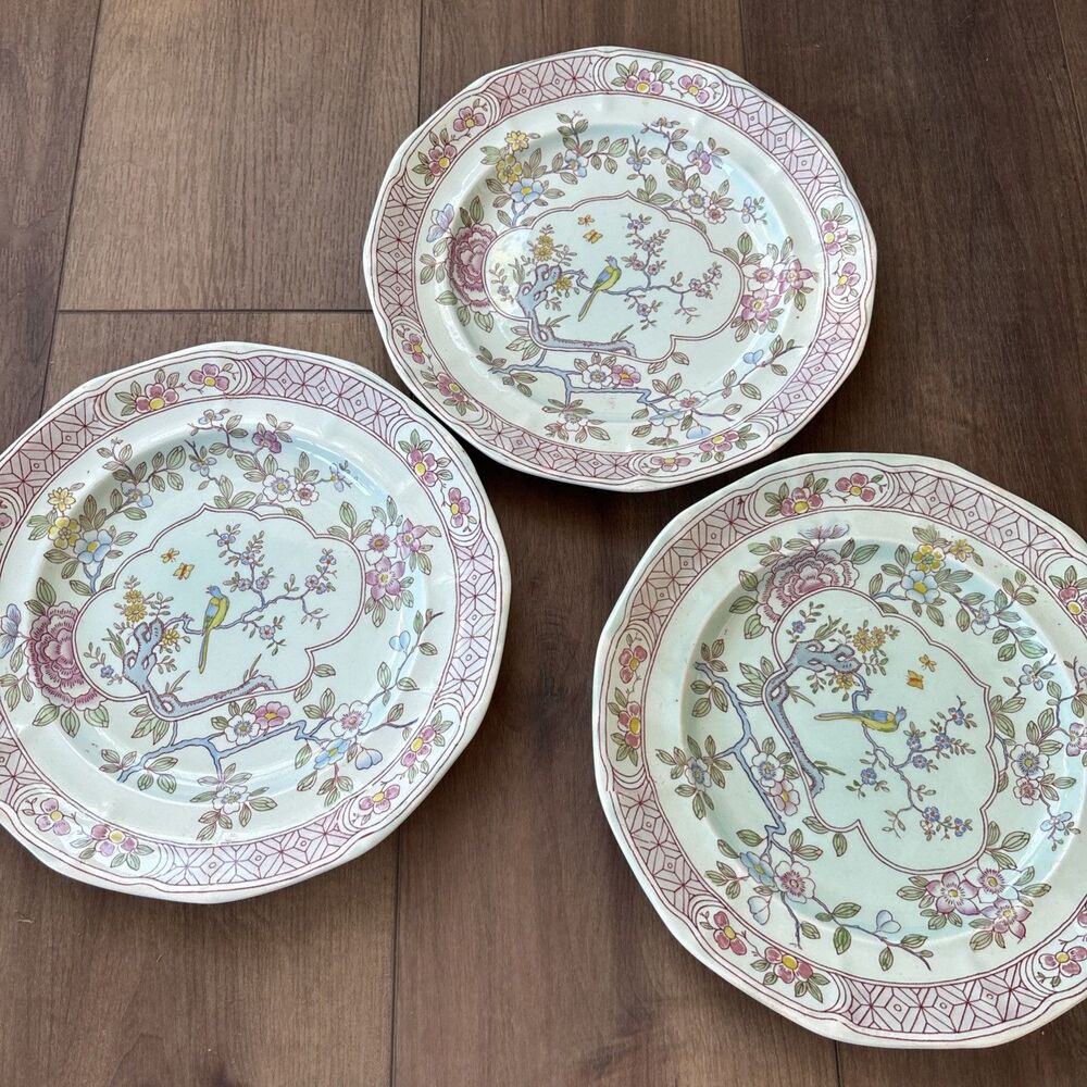 Vintage Adams CalyxWare Singapore Bird NumberdStamped Dinner/3Chinoiserie MCM